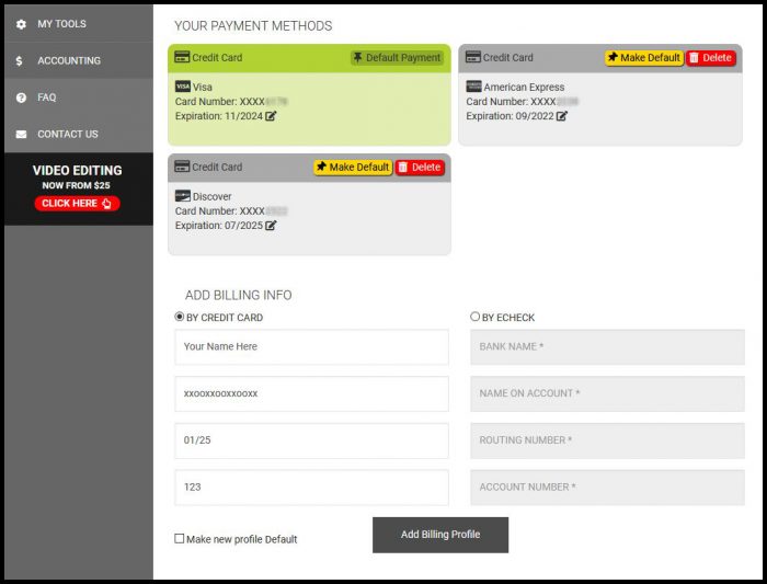 Payment Profile Options